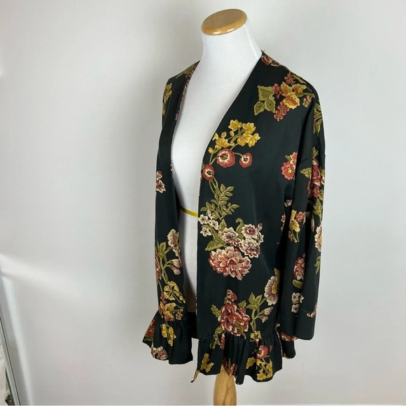 Zara Floral Open Front Blazer Jacket Size XS S - Picture 2 of 6